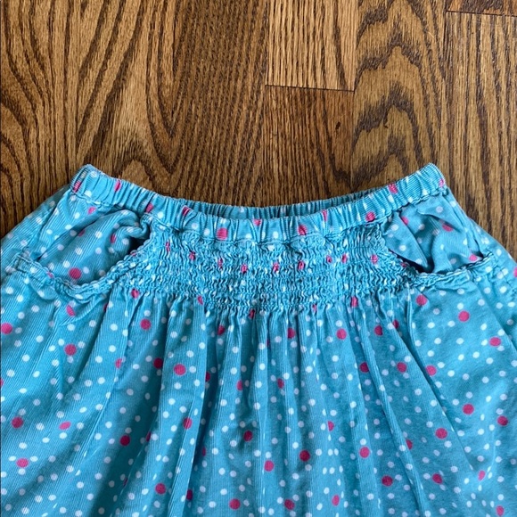 Turquoise with pink/white polka dots, Mini Boden lightweight corduroy skirt, 5-6 - Picture 2 of 12
